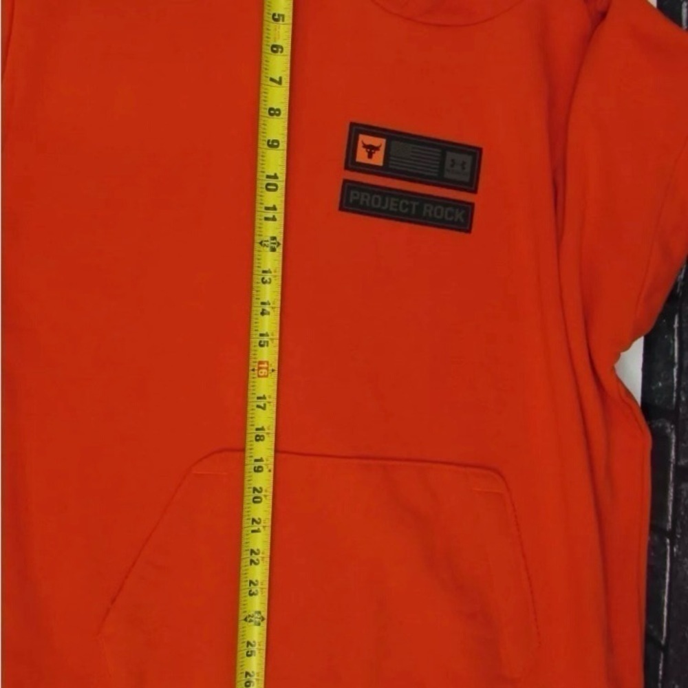 New Under Armour Project Rock Veterans Day Heavyweight Hoodie Orange Men's XL - Picture 8 of 9